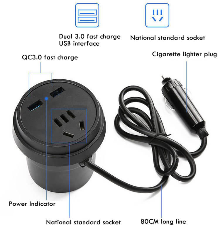 ☃Christmas Hot Sale 45% OFF - Cup Type Car Inverter Quick Charge Power QC 3.0