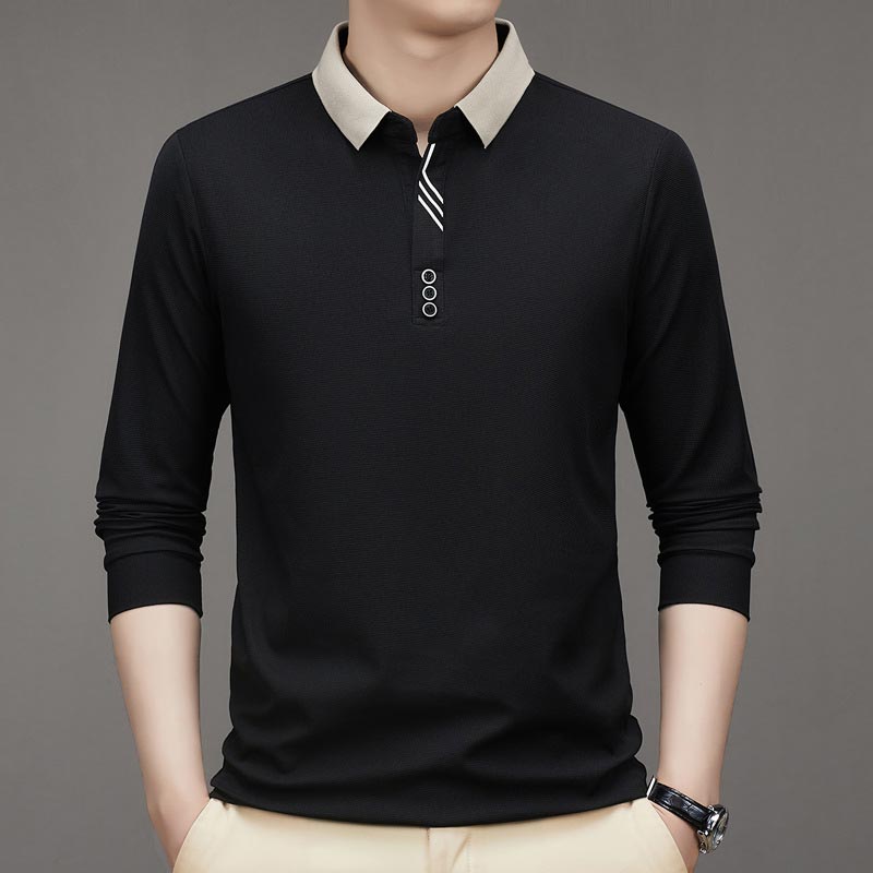 Men's Business Casual Solid Color Lapel Base T-shirt(50% OFF)