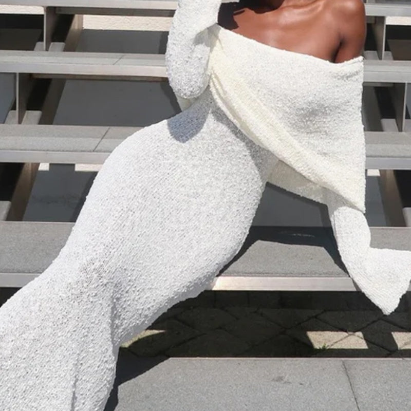 💃Open Shoulder Long-Sleeve Knit Bodycon Dress