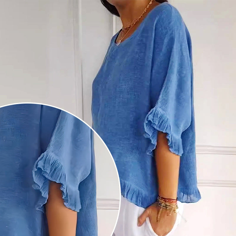 Loose Fit Cotton Linen Summer Top