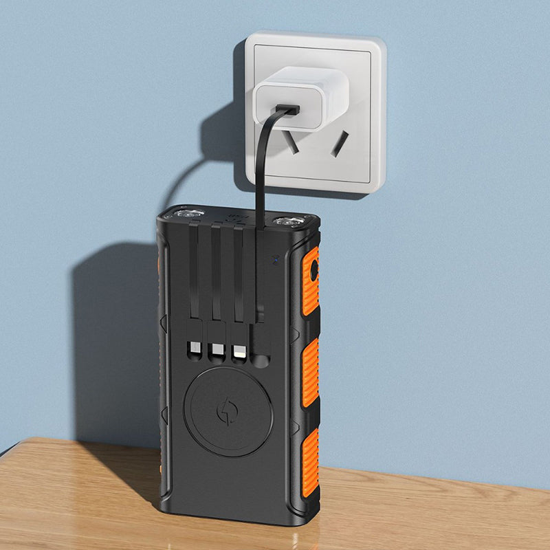 🔥Portable Solar Mobile Power with Built-in Charging Cable