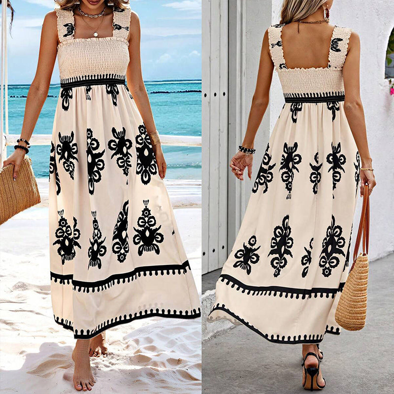 Women’s Summer Print Sleeveless Flowy Long Dress