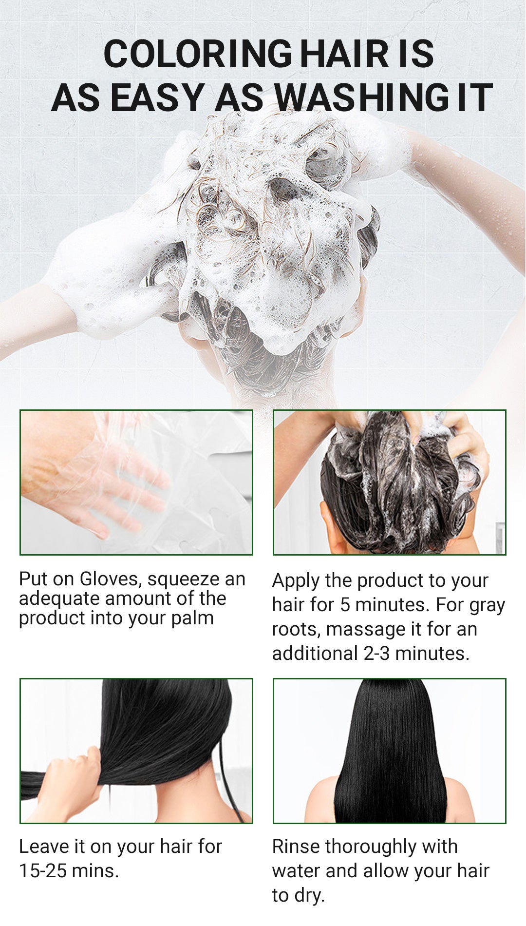 ✨Pure Plant Extract For Grey Hair Color Bubble Dye