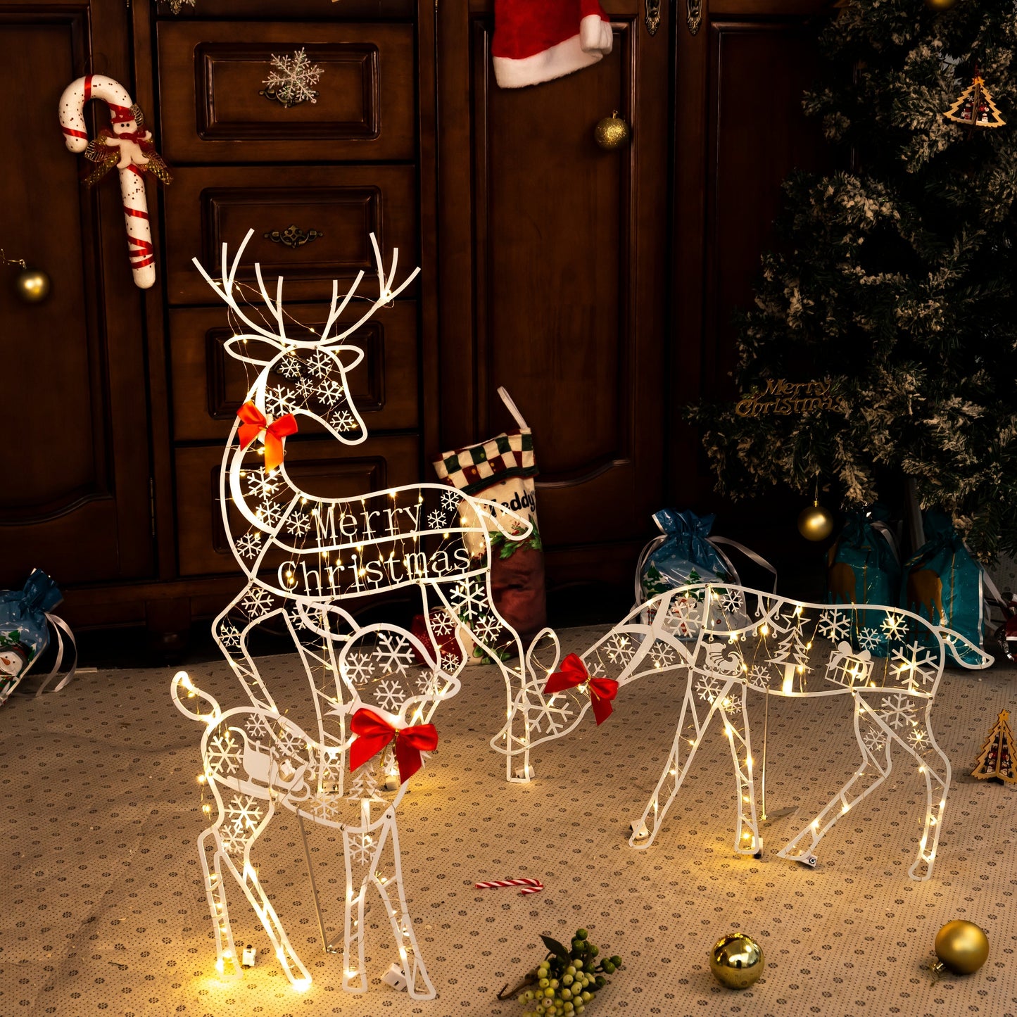 🎅Christmas Pre-sale🎁White Glitter Reindeer Christmas Light
