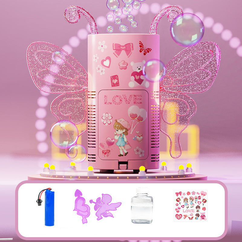 Funny Gifts - Fantasy Angel Butterfly Shape Lighted Multi-Hole Automatic Bubble Machine Toy