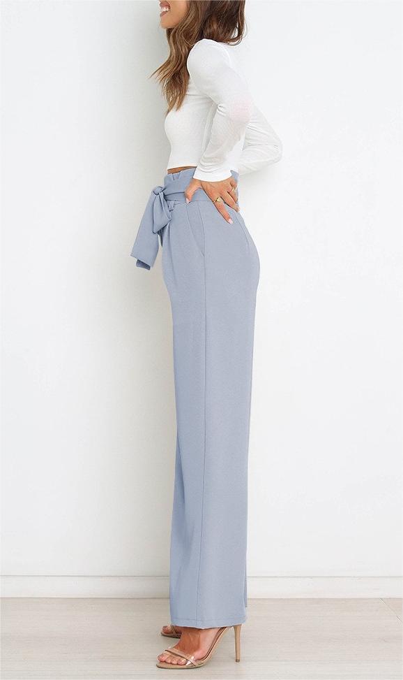 Women'S Casual Wide-Leg Pants Bow Trousers