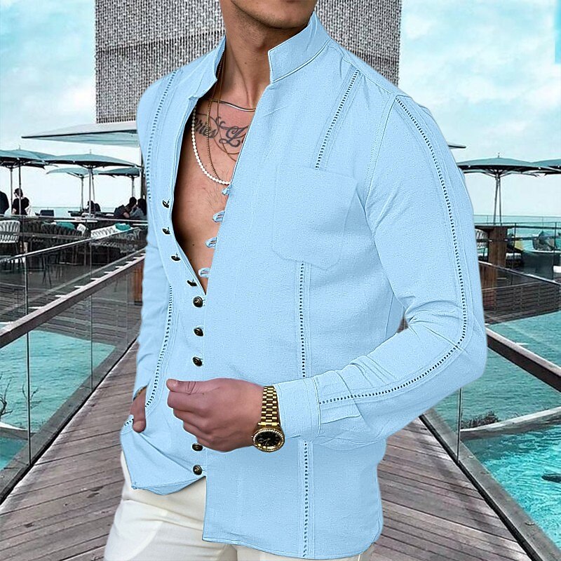 Men's Linen Button Up Summer Beach Shirt
