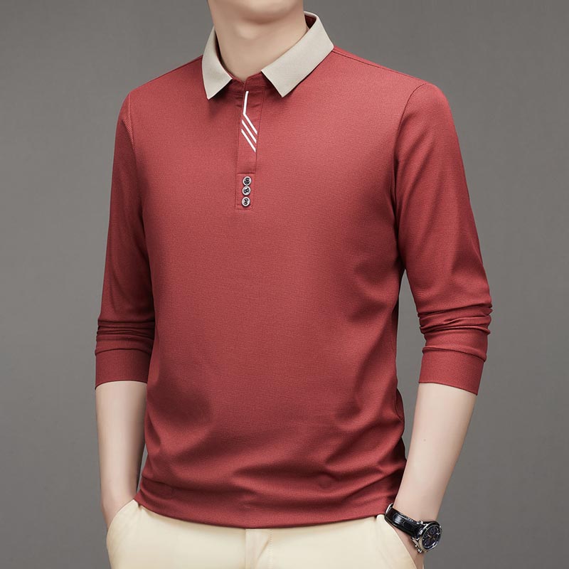 Men's Business Casual Solid Color Lapel Base T-shirt(50% OFF)