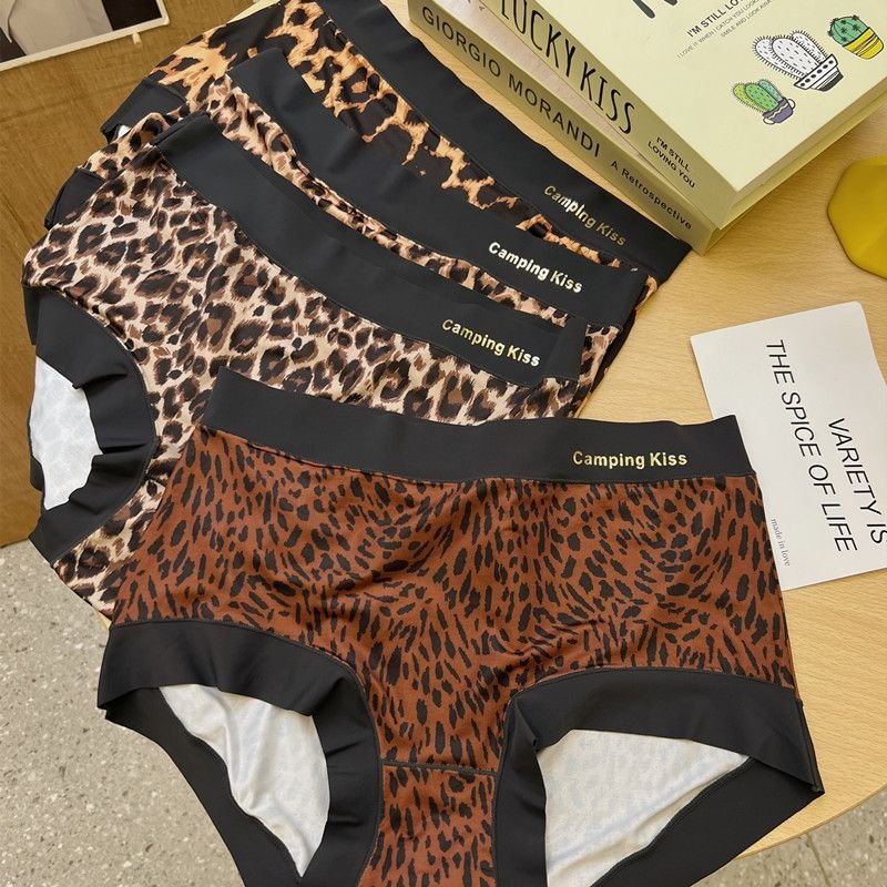 Sexy Leopard Print Seamless Ice Silk Panties