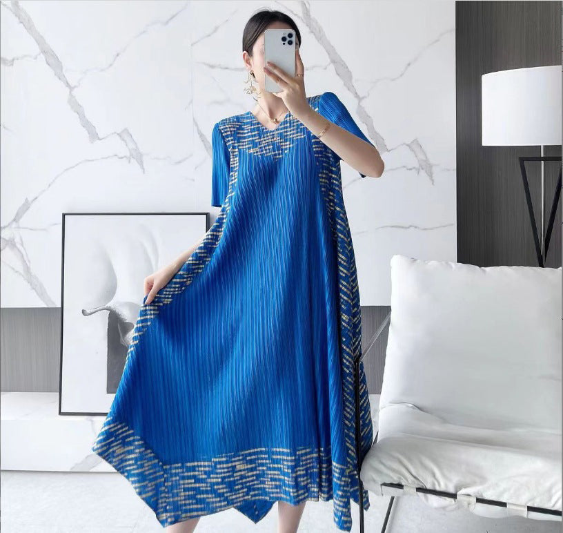 🌸Miyake Vintage Print Pleated Dress