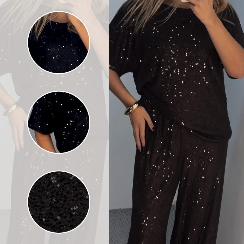 🔥New Hot Selling❤️🔥Women's Sequin Crewneck Top & Loose Trousers💥