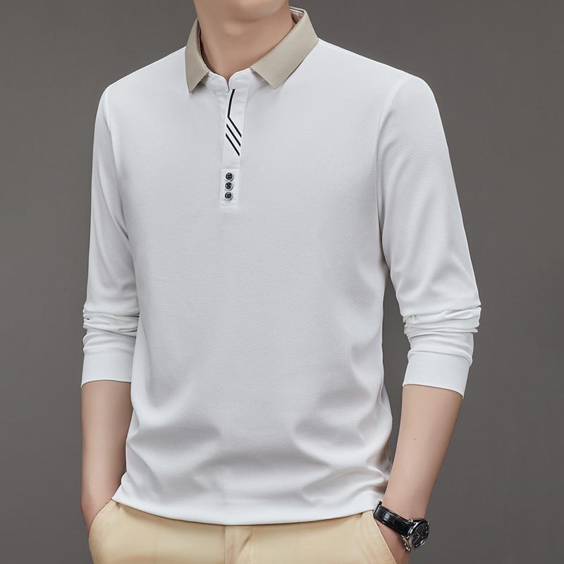Men's Business Casual Solid Color Lapel Base T-shirt(50% OFF)