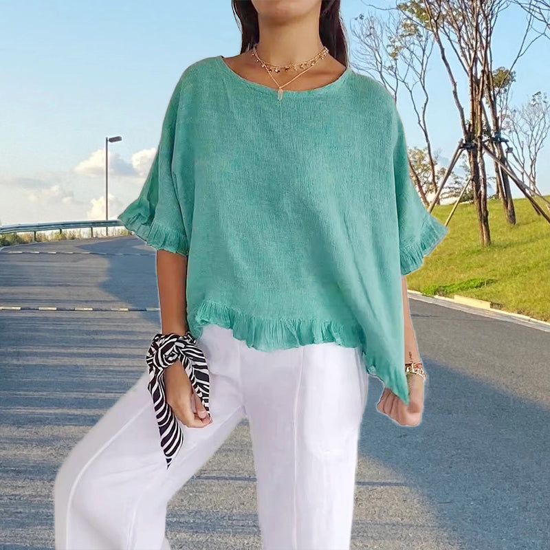 Loose Fit Cotton Linen Summer Top