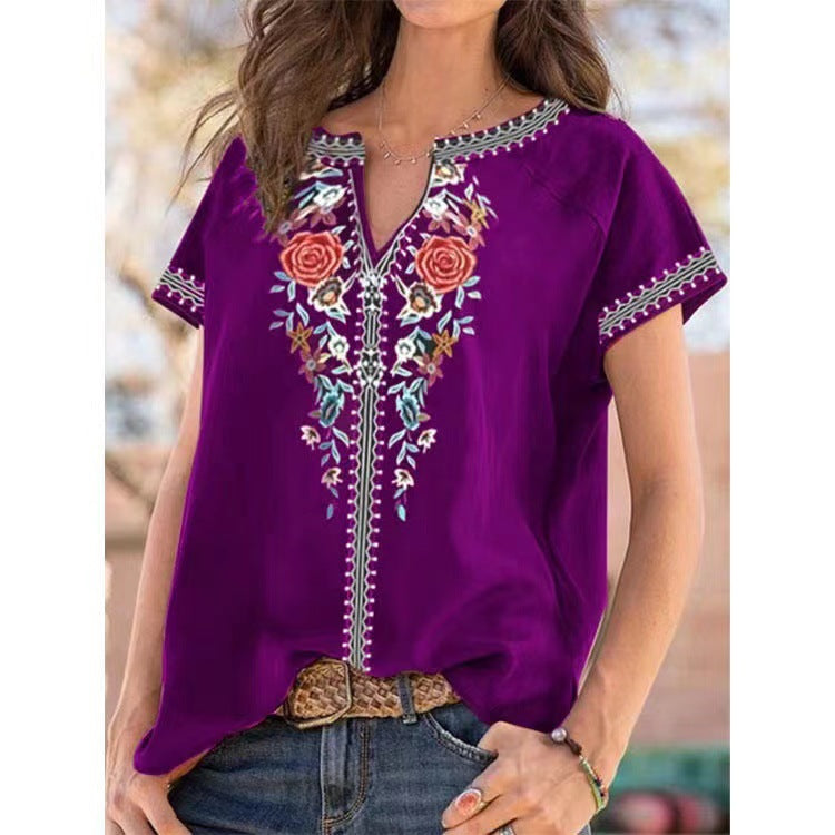 Popular ethnic style printed T-shirt