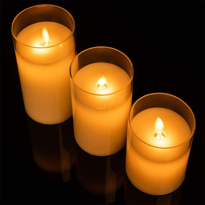 Flickering Flameless Candles with Glass Holder