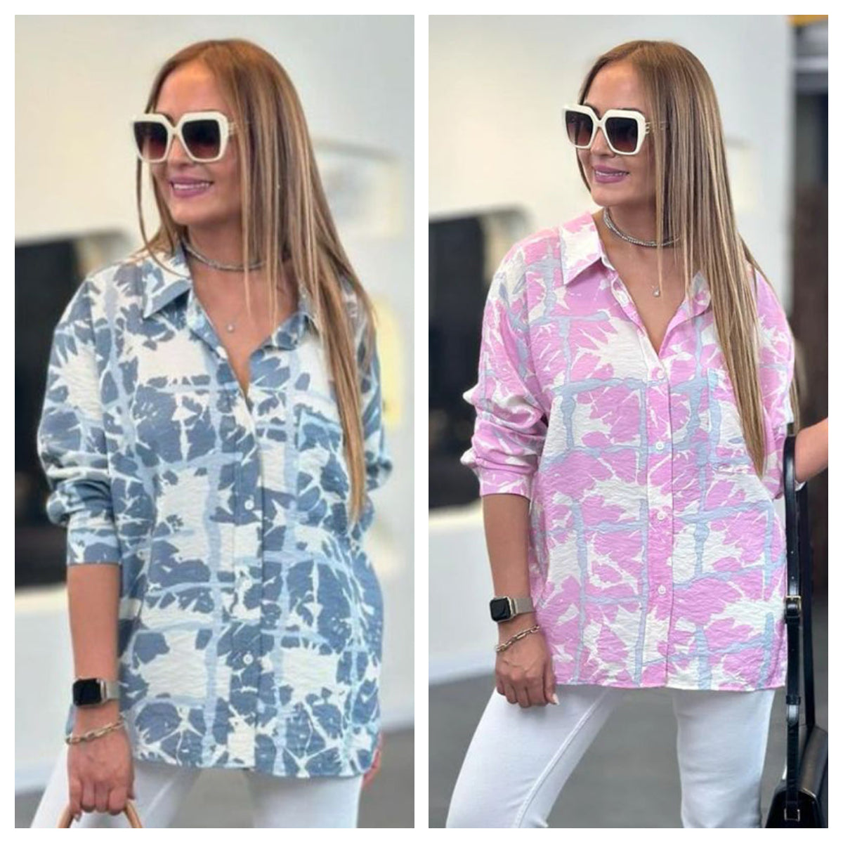 Women's Printed Long Sleeves Button-Down Shirt