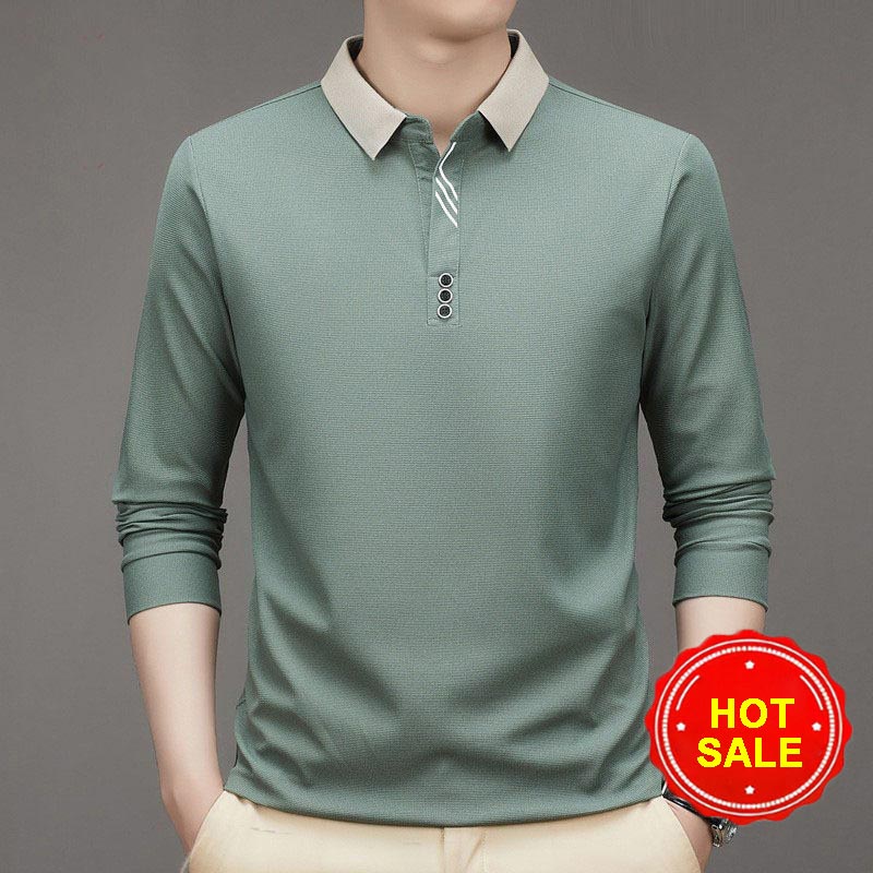Men's Business Casual Solid Color Lapel Base T-shirt(50% OFF)