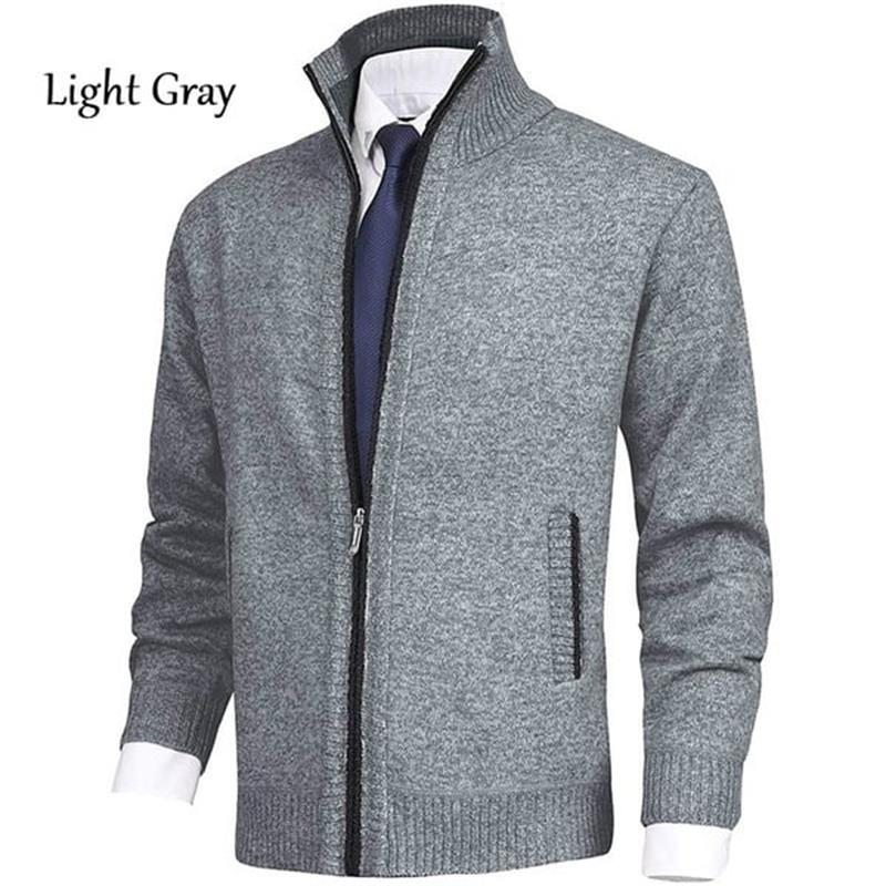 🔥Men's Solid Color Stand Collar Fashion Cardigan Sweater Knit Jacket