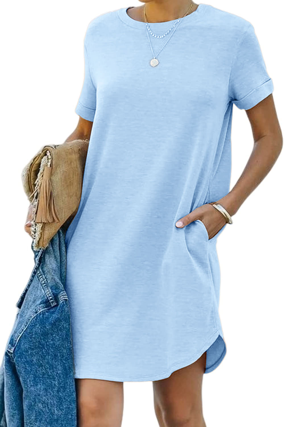 Women's Casual Short Sleeve T Shirt Dress