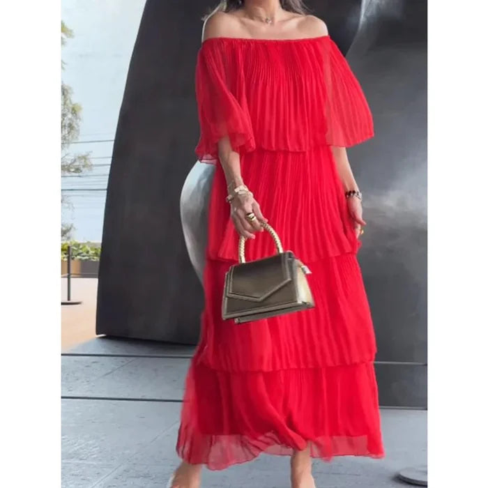 ๐ Elegant Chiffon Cake Long Dress