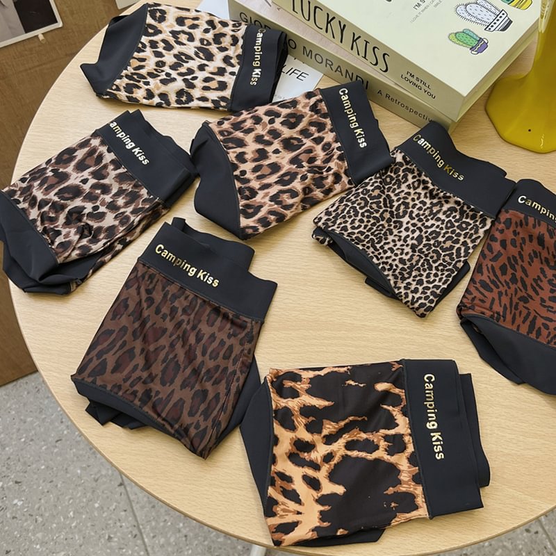 Sexy Leopard Print Seamless Ice Silk Panties