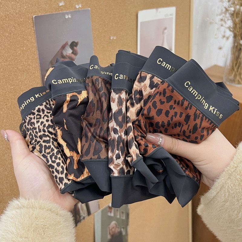 Sexy Leopard Print Seamless Ice Silk Panties