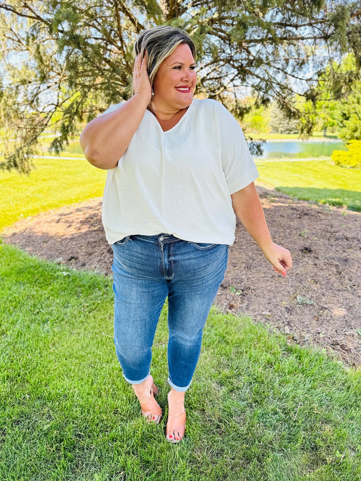 Tummy Control Cuffed Slim Fit Jeans(50% OFF)