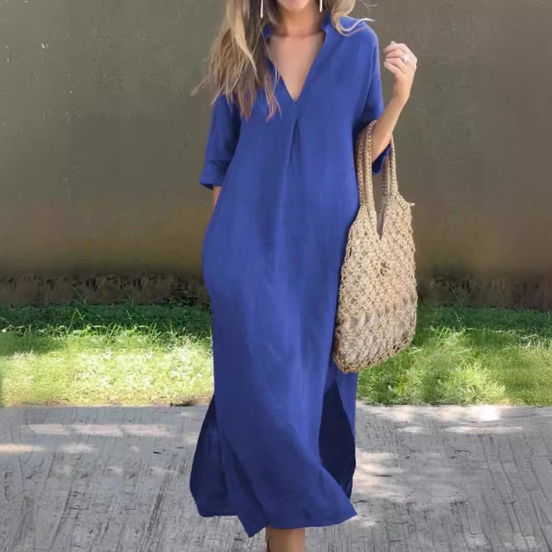 🔥Elegant V-Neck Slit Dress