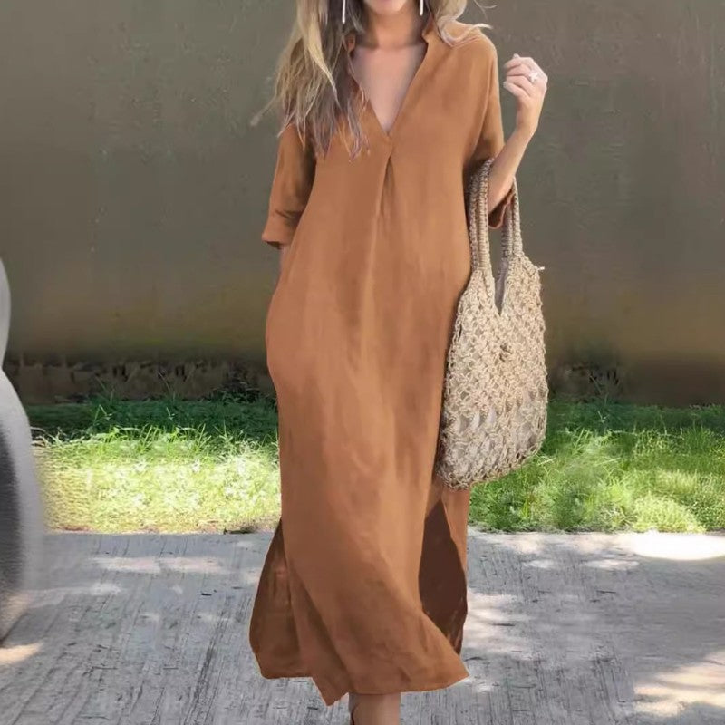 🔥Elegant V-Neck Slit Dress