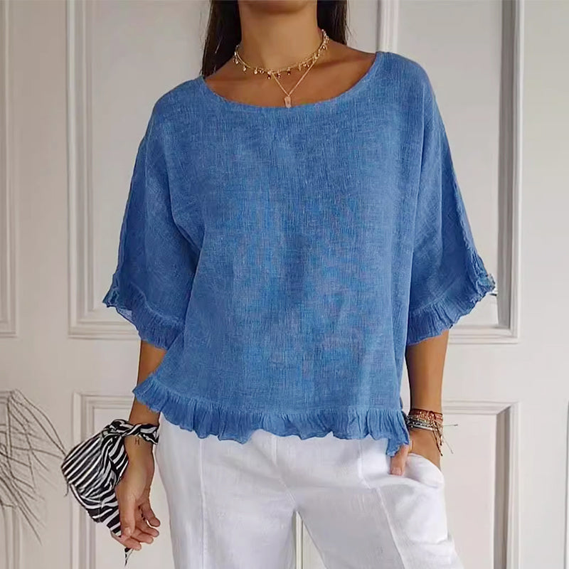 Loose Fit Cotton Linen Summer Top