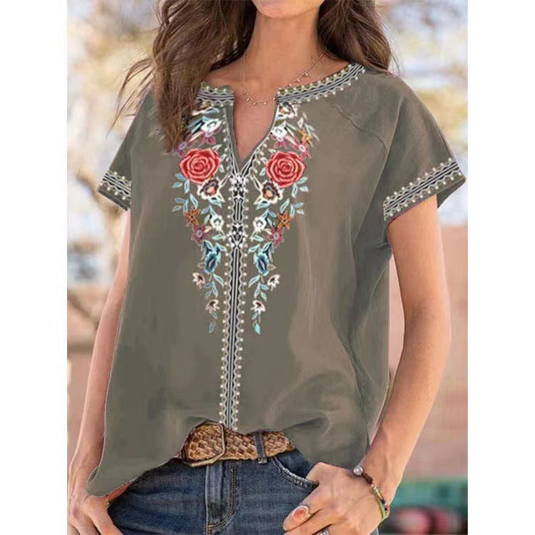 Popular ethnic style printed T-shirt