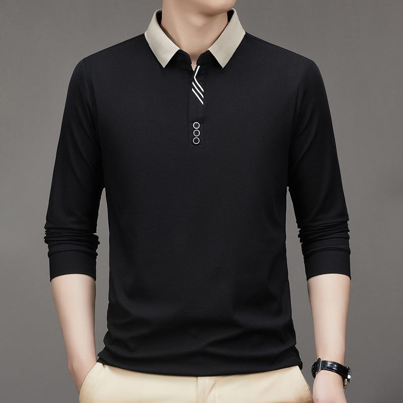 Men's Business Casual Solid Color Lapel Base T-shirt(50% OFF)