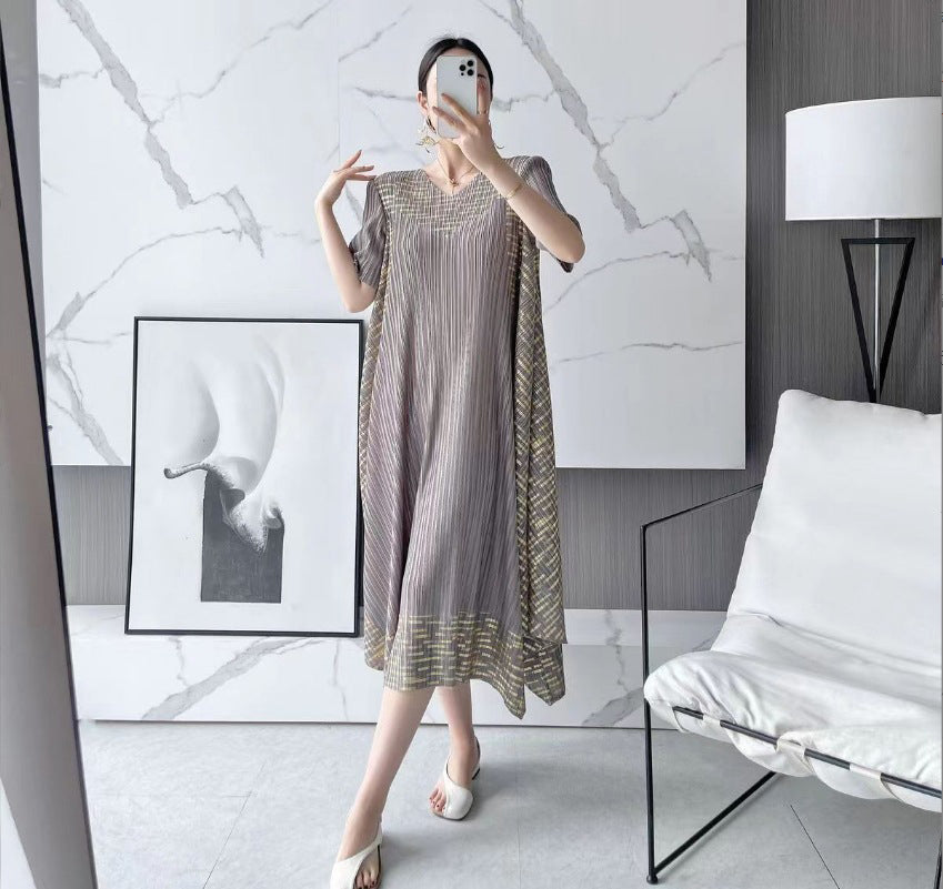 🌸Miyake Vintage Print Pleated Dress