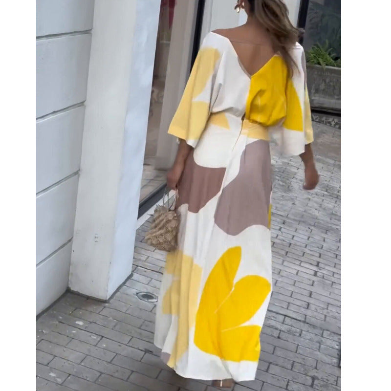 Women's V-Neck High-Waisted Dress