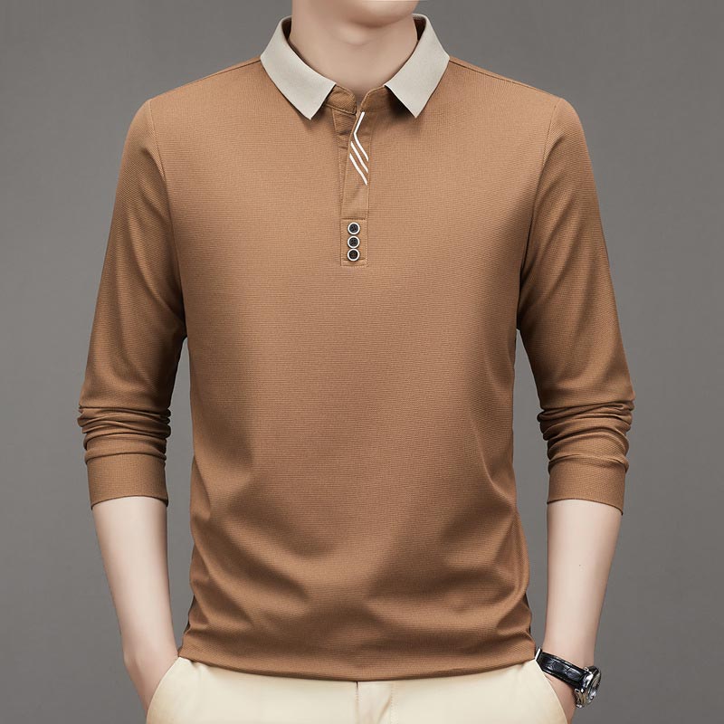 Men's Business Casual Solid Color Lapel Base T-shirt(50% OFF)