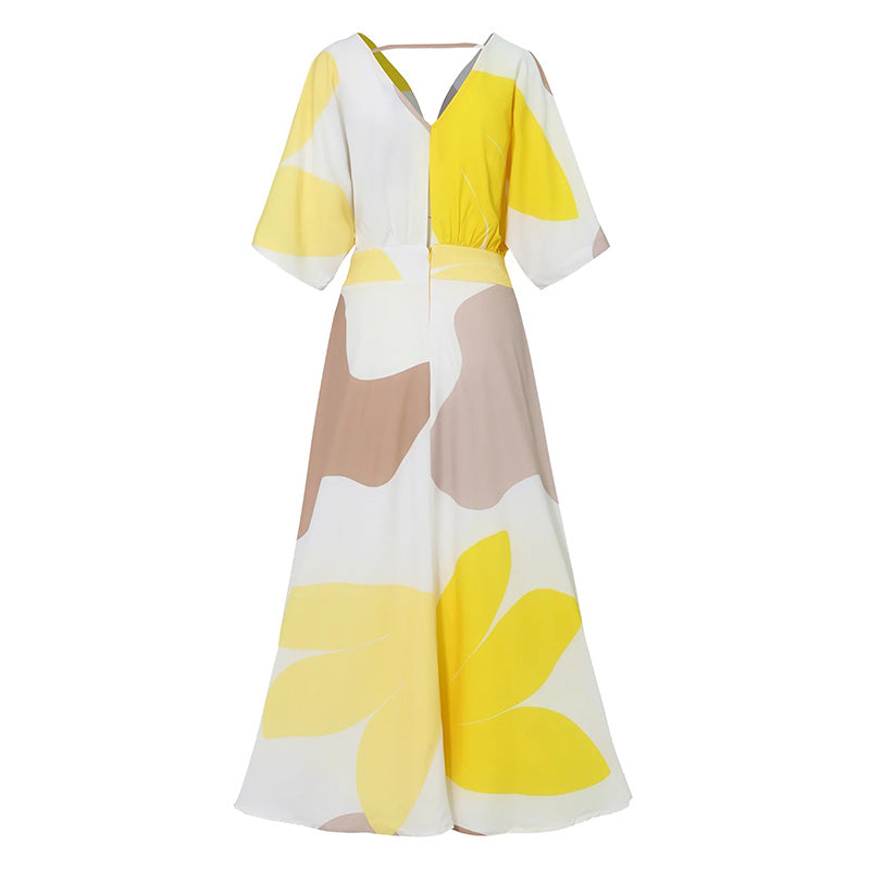 Women's V-Neck High-Waisted Dress
