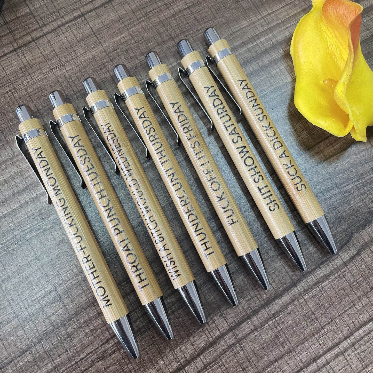 Ultimate Set of Engraved Pens for Sarcastic Souls(1 Set of 7 Pcs)