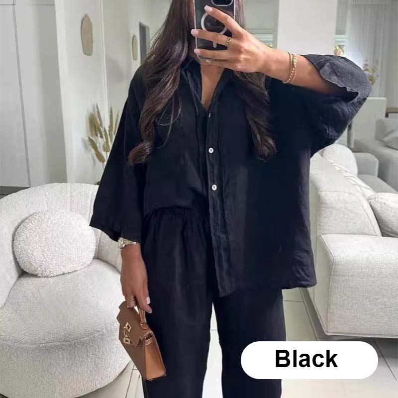 🔥Women's Cotton Linen Shirt and Pants Set