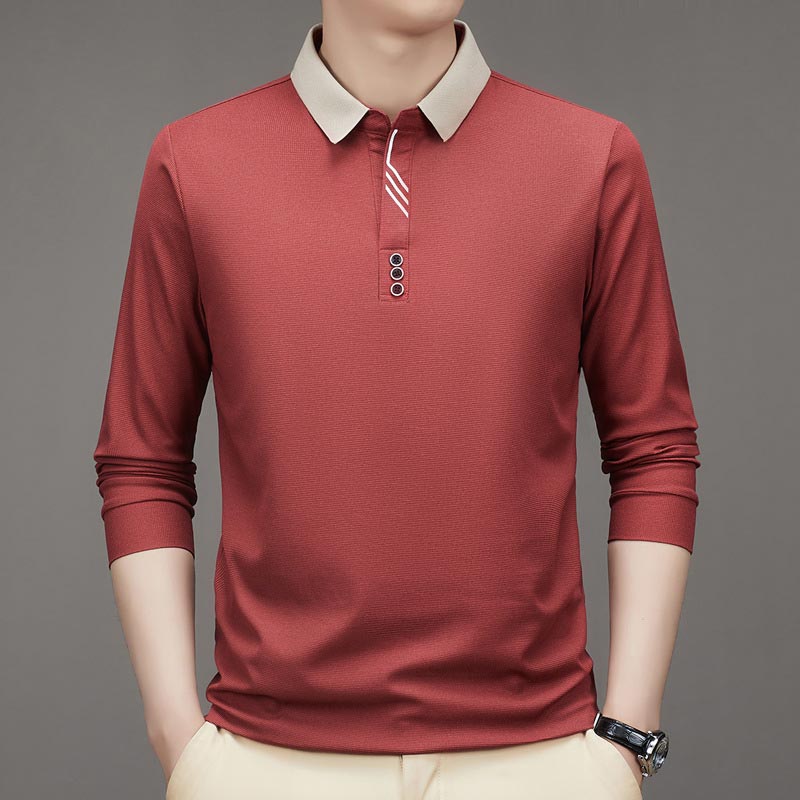 Men's Business Casual Solid Color Lapel Base T-shirt(50% OFF)