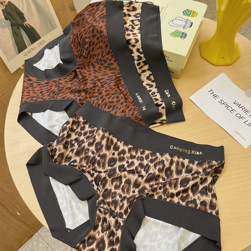 Sexy Leopard Print Seamless Ice Silk Panties