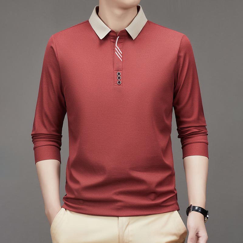 Men's Business Casual Solid Color Lapel Base T-shirt(50% OFF)