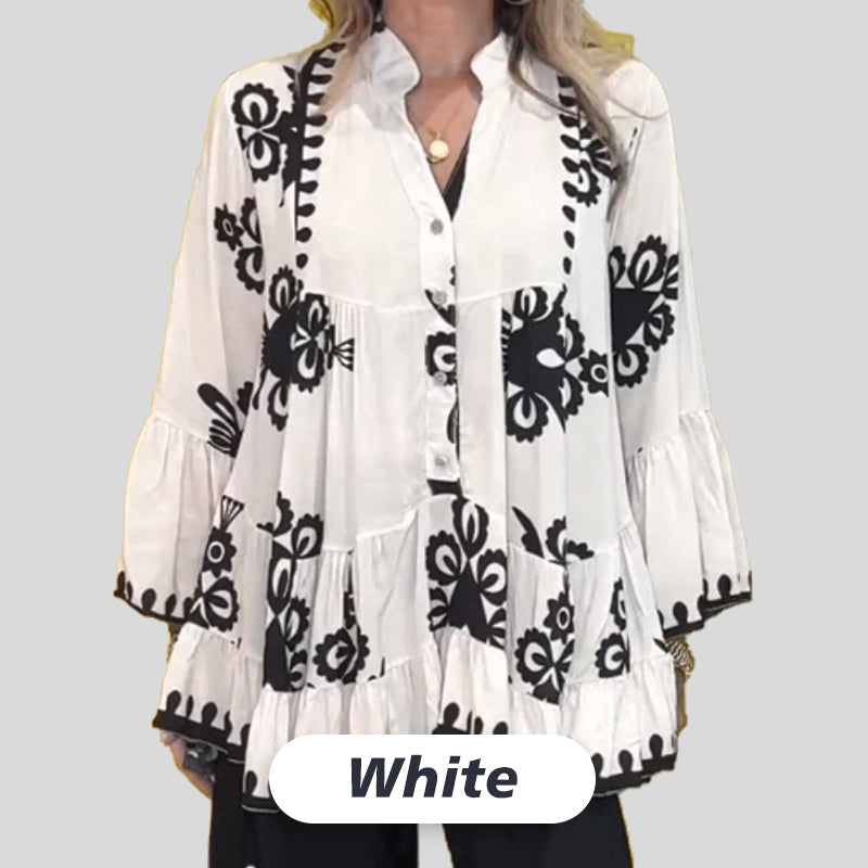 Women’s Boho Style Printed Ruffle Top