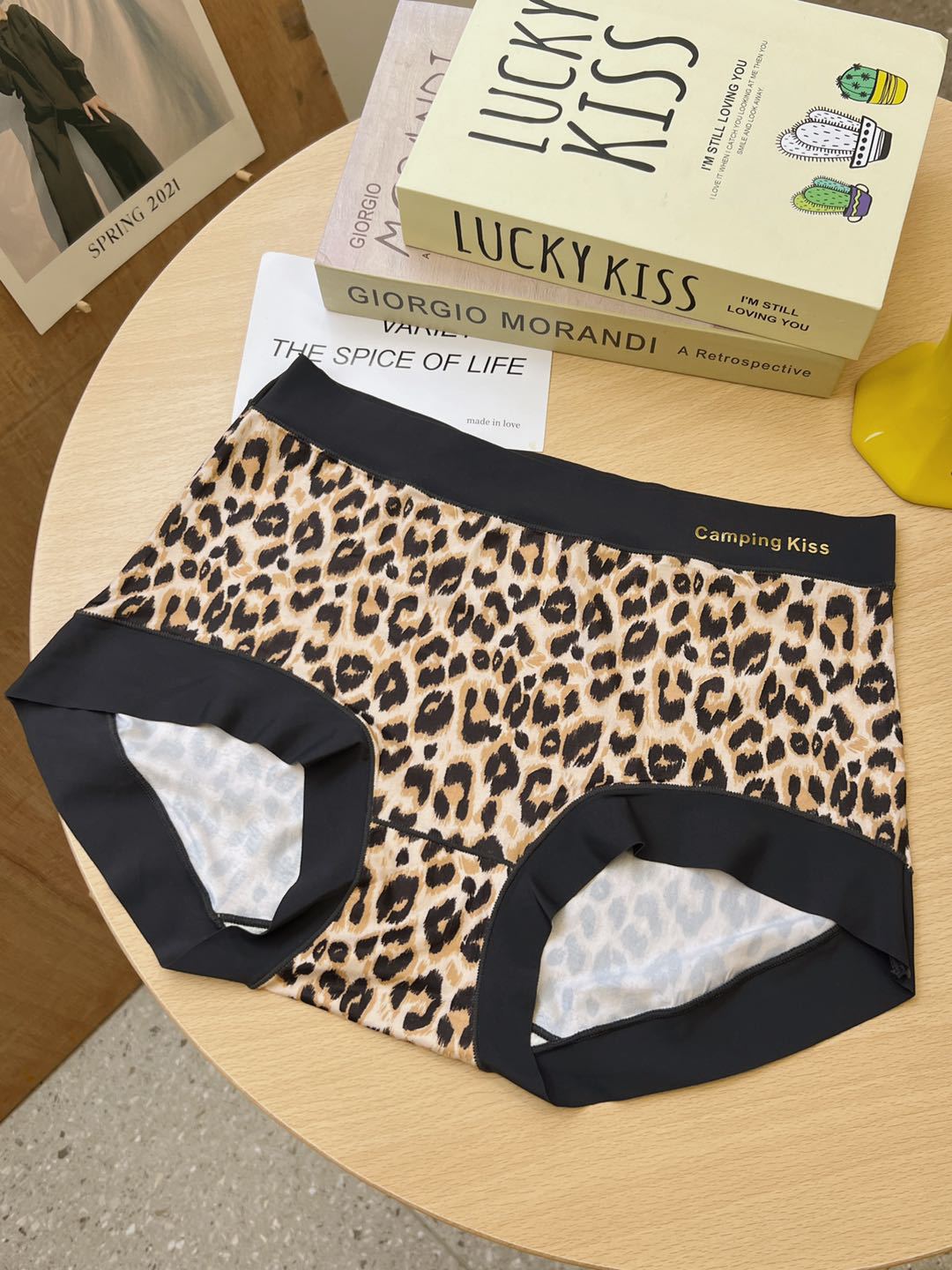 Sexy Leopard Print Seamless Ice Silk Panties