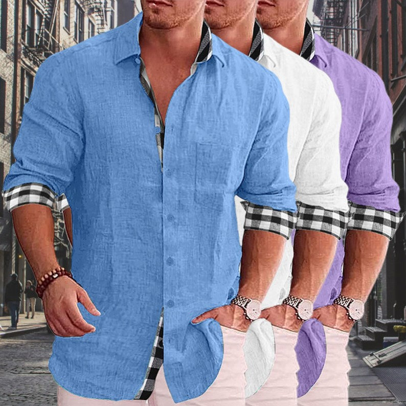 Summer Gentleman Paneled Casual Buttons Pocket Blouse