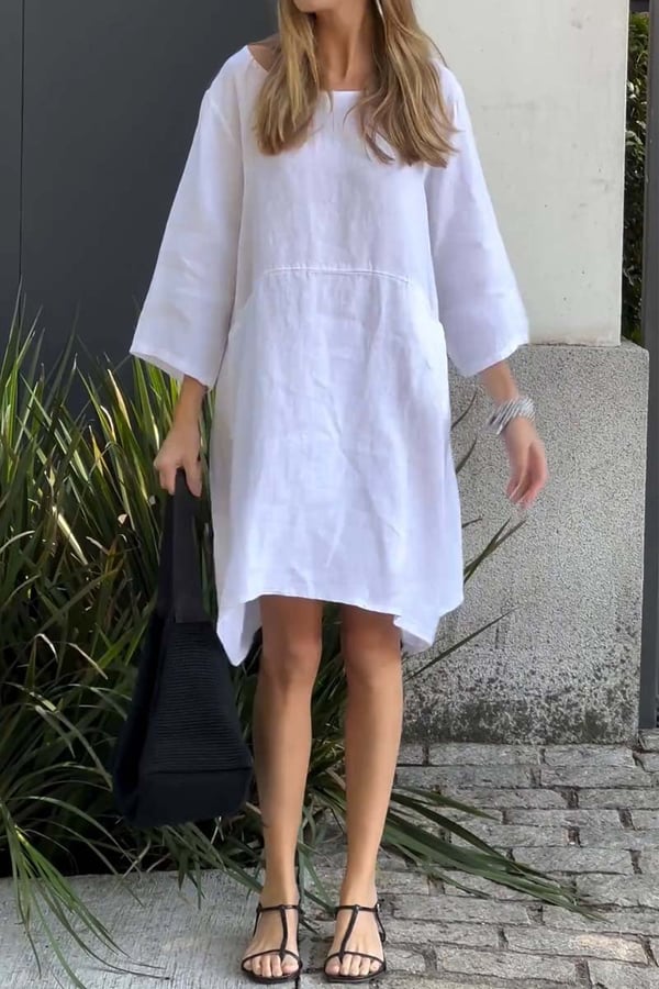 💝Casual Solid Color Cotton Linen Dress