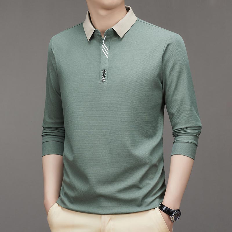 Men's Business Casual Solid Color Lapel Base T-shirt(50% OFF)