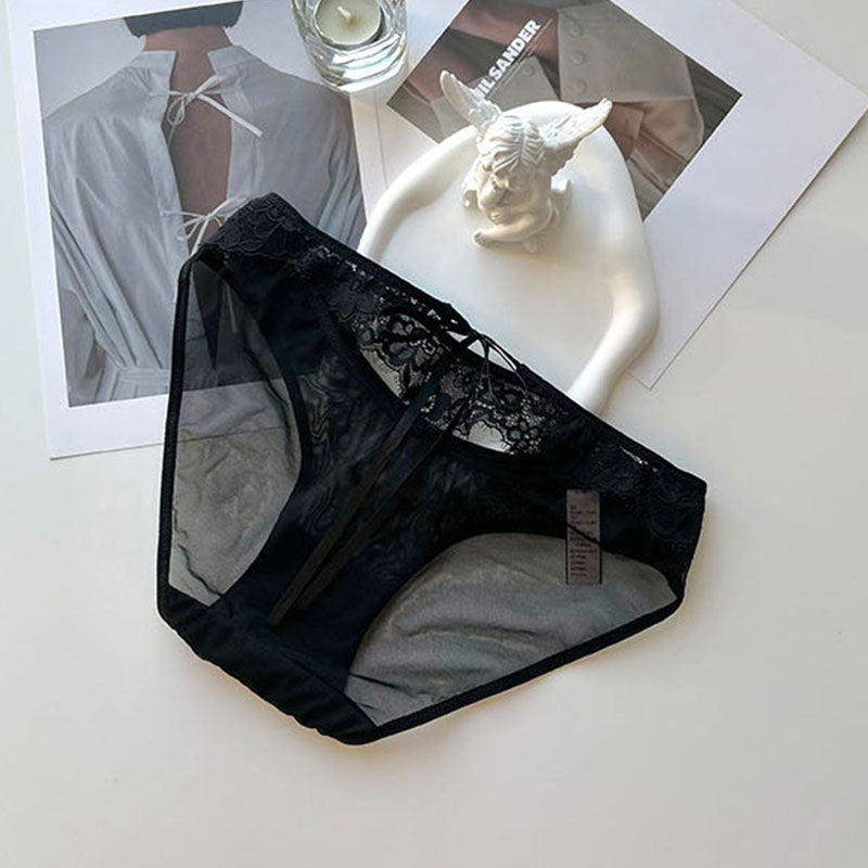 Seductive Lace Embroidered Mesh Panties for Women