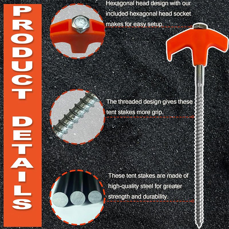 8" Screw-in Tent Stakes Ground Anchors(BUY 1 GET 1 FREE)