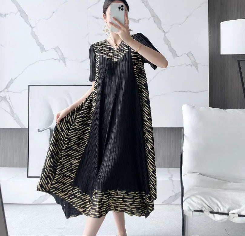 🌸Miyake Vintage Print Pleated Dress