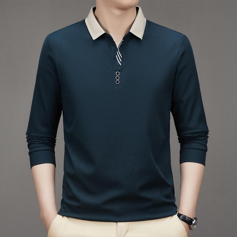 Men's Business Casual Solid Color Lapel Base T-shirt(50% OFF)
